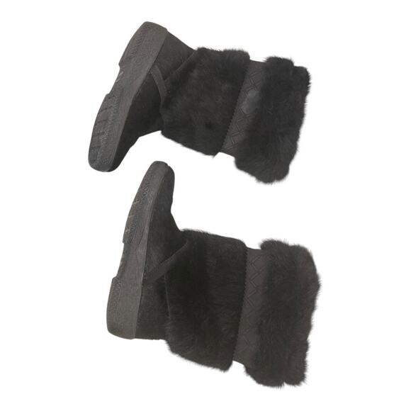 Deborah Black Fur Boots with 100% Wool Sherpa Interior Italy Size 37 - Picture 5 of 15